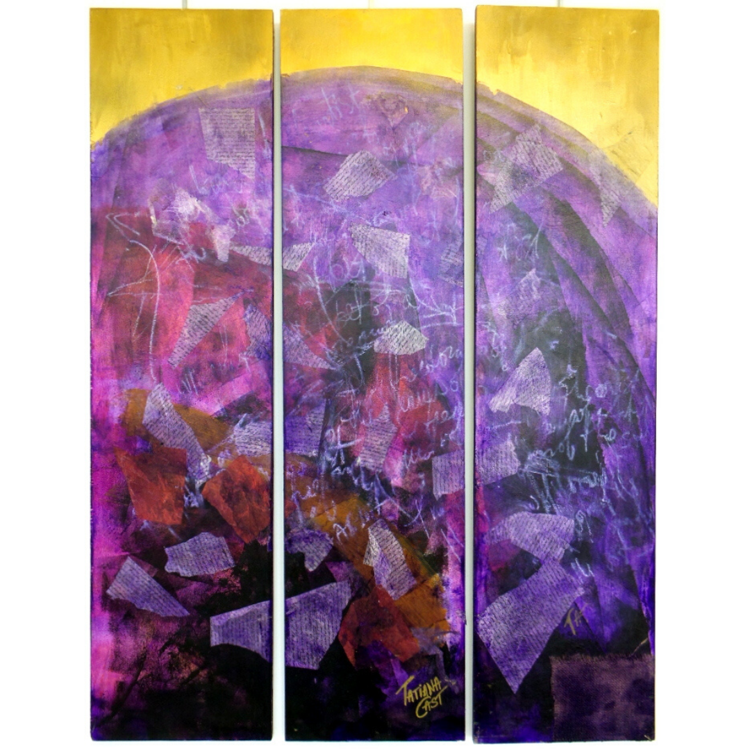 'Purple World' Original Painting Triptych